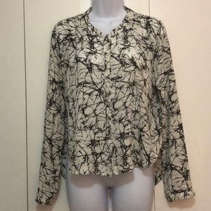 ASTR Marble Print Button Down Hi-Low Blouse